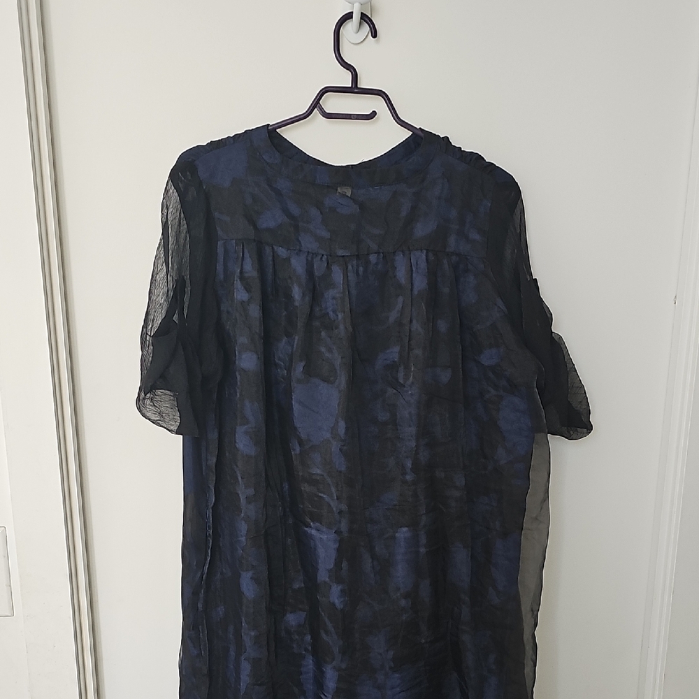 Sheer Black and Blue Lace Chiffon Dress - Picture 7 of 8